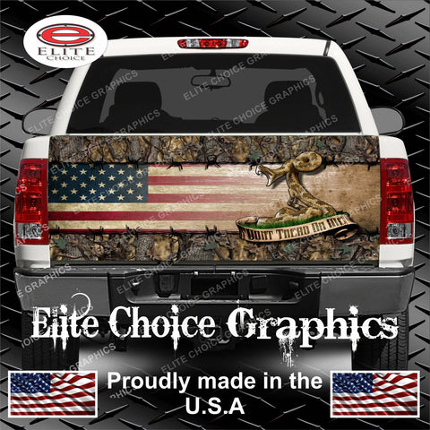 Wicked Wire Dont Tread On Me Camo Flag Truck Tailgate Wrap Vinyl Graphic Decal Sticker Wrap