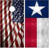 Texas and American Flag Cornhole Wrap