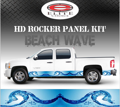 Beach Wave Rocker Panel Graphic Decal Wrap Truck SUV - 12" x 24FT