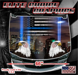 911 Blue Line Tribute American Eagle Vinyl Hood Wrap Bonnet Decal Sticker Graphic Universal Fit
