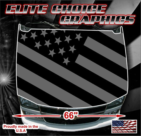 American Flag Black and Gray Vinyl Hood Wrap Bonnet Decal Sticker Graphic Universal Fit