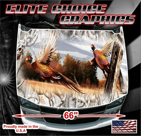 Pheasant Obliteration Buck Snow Camo Vinyl Hood Wrap Bonnet Decal Sticker Graphic Universal Fit