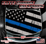 Police Thin Blue Line Vinyl Hood Wrap Bonnet Decal Sticker Graphic Universal Fit