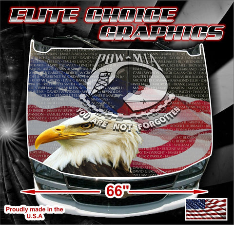 POW 911 Tribute Patriotic Vinyl Hood Wrap Bonnet Decal Sticker Graphic Universal Fit