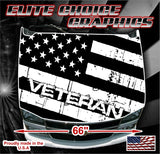 Veteran Distressed Flag White Vinyl Hood Wrap Bonnet Decal Sticker Graphic Universal Fit