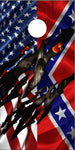 American Flag Skull rip Cornhole Wrap