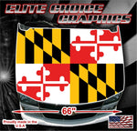 Maryland Flag Vinyl Hood Wrap Bonnet Decal Sticker Graphic Universal Fit