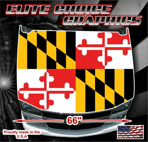 Maryland Flag Vinyl Hood Wrap Bonnet Decal Sticker Graphic Universal Fit