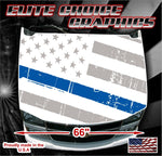 Police Thin Blue Line White Vinyl Hood Wrap Bonnet Decal Sticker Graphic Universal Fit
