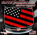 Red Black American Flag Vinyl Hood Wrap Bonnet Decal Sticker Graphic Universal Fit