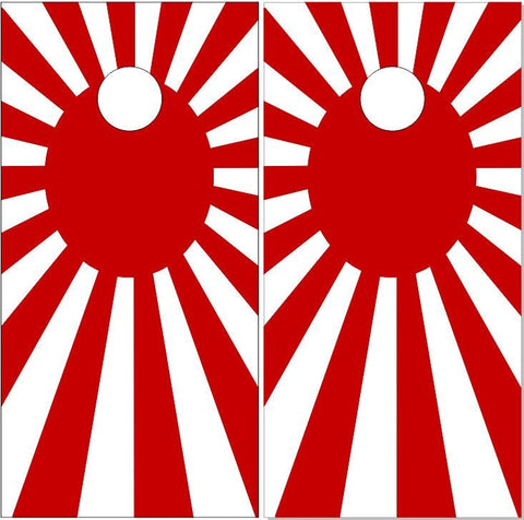 Rising Sun Japanese Flag Cornhole Wrap Bag Toss Decal Baggo Skin Sticker Wraps Laminated or Non Laminated