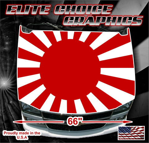 Rising Sun Japanese Flag Vinyl Hood Wrap Bonnet Decal Sticker Graphic Universal Fit