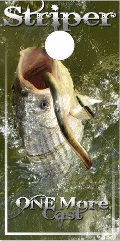 Stiper Bass Fish One More Cast Cornhole Wrap Bag Toss Decal Baggo Skin Sticker Wraps Laminated or Non Laminated