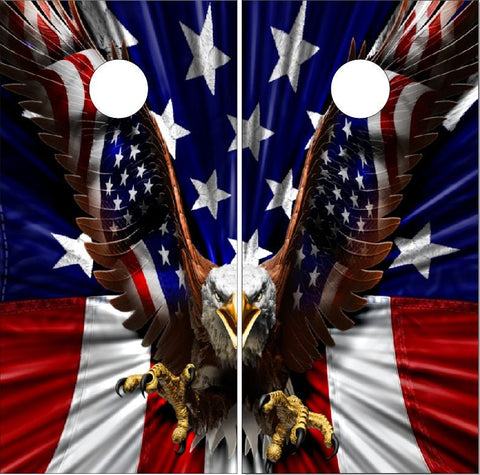 American Eagle Flag Cornhole Wrap