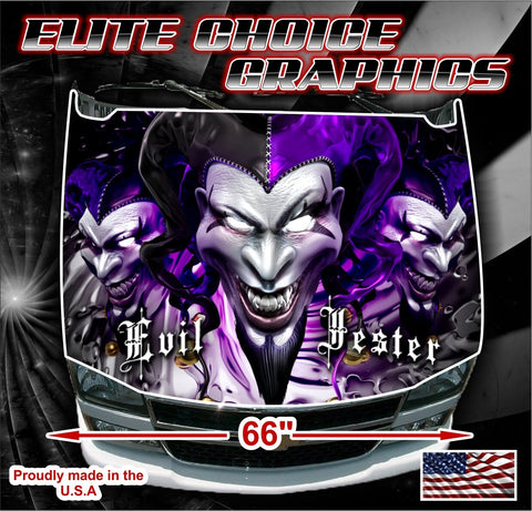 Evil Jester Vinyl Hood Wrap Bonnet Decal Sticker Graphic Universal Fit