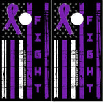 Purple Ribbon Awareness Flag Cornhole Wrap Bag Toss Decal Baggo Skin Sticker Wraps Laminated or Non Laminated