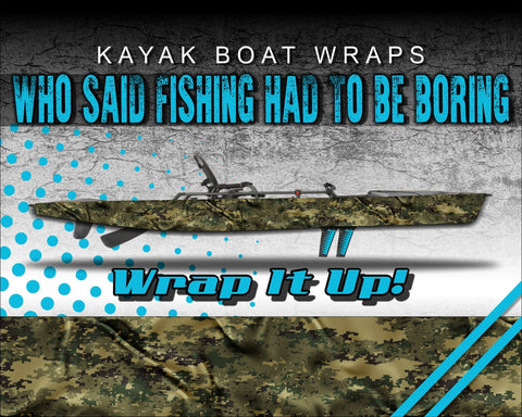 Digital Marine Cloth Camo Kayak Vinyl Wrap Kit Graphic Decal/Sticker 12ft and 14ft