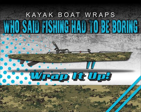 Digital Marine Camo Kayak Vinyl Wrap Kit Graphic Decal/Sticker 12ft and 14ft
