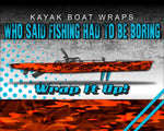 Traditional Inferno Cloth Camo Kayak Vinyl Wrap Kit Graphic Decal/Sticker 12ft and 14ft
