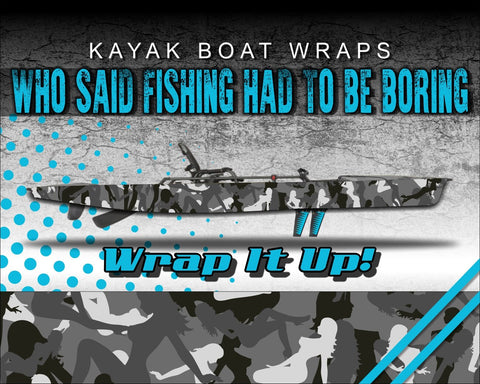 Trucker Girl Urban Camo Kayak Vinyl Wrap Kit Graphic Decal/Sticker 12ft and 14ft
