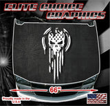 Skull Stars Flag Grunge Vinyl Hood Wrap Bonnet Decal Sticker Graphic Universal Fit