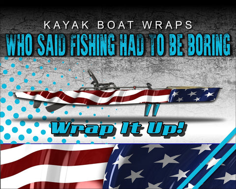 American Flag Kayak Vinyl Wrap Kit Graphic Decal/Sticker 12ft and 14ft