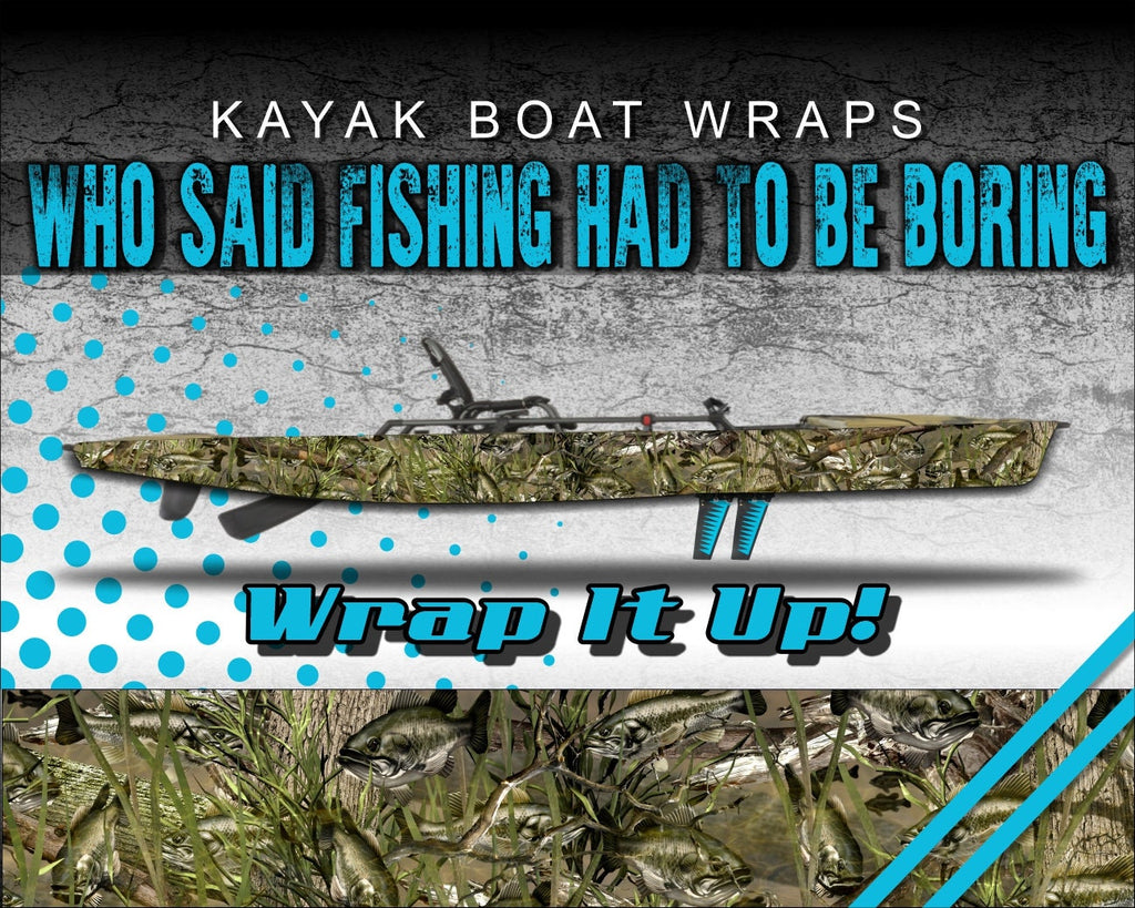 Bass Fish Camo Kayak Vinyl Wrap Kit Graphic Decal/Sticker 12ft and