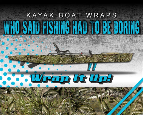 Bass Fish Camo Kayak Vinyl Wrap Kit Graphic Decal/Sticker 12ft and 14ft