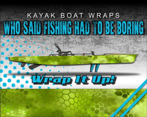 Chameleon Hex 3 Green Camo Kayak Vinyl Wrap Kit Graphic Decal/Sticker 12ft and 14ft
