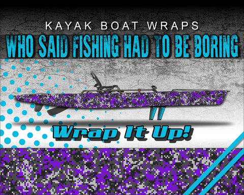 Digital Purple Camo Kayak Vinyl Wrap Kit Graphic Decal/Sticker 12ft and 14ft