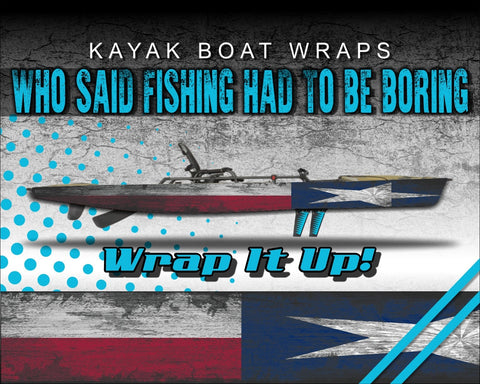 Texas Flag Grunge Kayak Vinyl Wrap Kit Graphic Decal/Sticker 12ft and 14ft