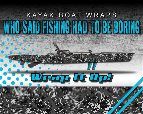 Urban Digital Camo Kayak Vinyl Wrap Kit Graphic Decal/Sticker 12ft and 14ft