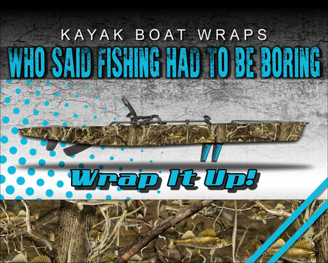 Walleye Fish Camo Kayak Vinyl Wrap Kit Graphic Decal/Sticker 12ft and 14ft