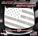 Distressed Gray American Flag Vinyl Hood Wrap Bonnet Decal Sticker Graphic Universal Fit