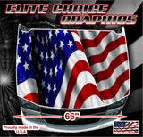 American Flag Curl Vinyl Hood Wrap Bonnet Decal Sticker Graphic Universal Fit