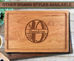 Family Floral Monogram Personalized Wood Cutting Board