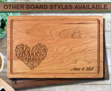 Love Heart Romantic Personalized Wood Cutting Board