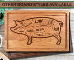 Meat Cuts Pig Personalized Wood Cutting Board