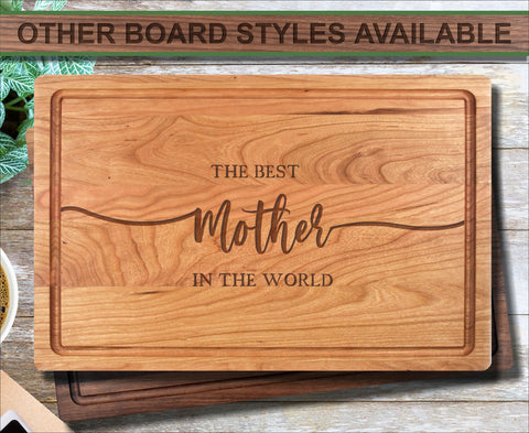 Best Mother In The World Personalized Wood Cutting Board