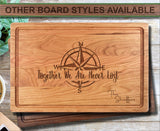 Compass Never Lost Family Name Personalized Wood Cutting Board