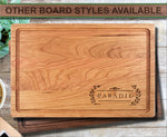 Family Name Crest Long Personalized Wood Cutting Board