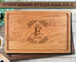 Family Wreath Floral Personalized Wood Cutting Board