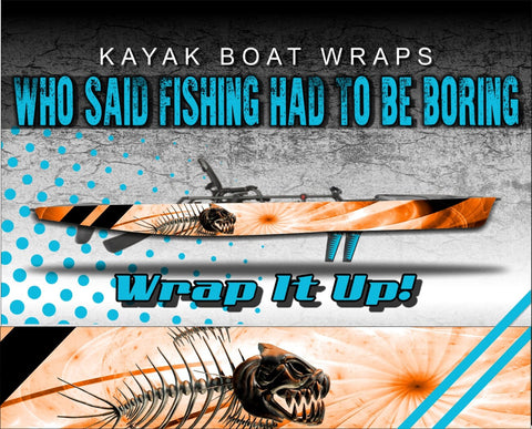 Orange Bone Fish Kayak Vinyl Wrap Kit Graphic Decal/Sticker 12ft and 14ft