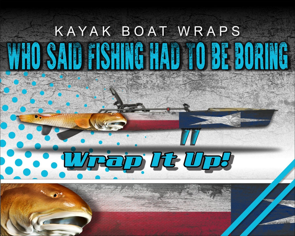 Red Fish Texas Flag Kayak Vinyl Wrap Kit Graphic Decal/Sticker