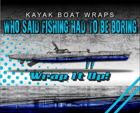 Urban Grunge Blue Kayak Vinyl Wrap Kit Graphic Decal/Sticker 12ft and 14ft