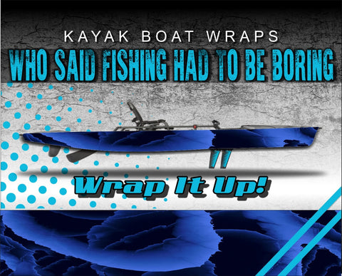 Abstract Camo 1 Blue Kayak Vinyl Wrap Kit Graphic Decal/Sticker 12ft and 14ft
