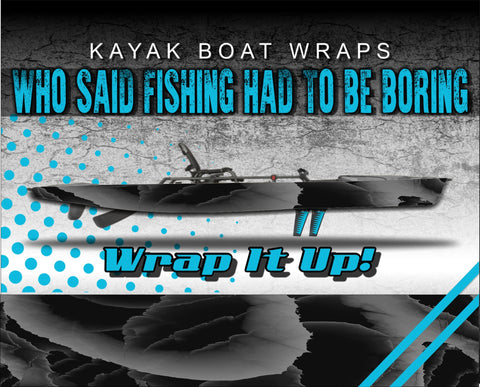 Abstract Camo 1 Gray Kayak Vinyl Wrap Kit Graphic Decal/Sticker 12ft and 14ft