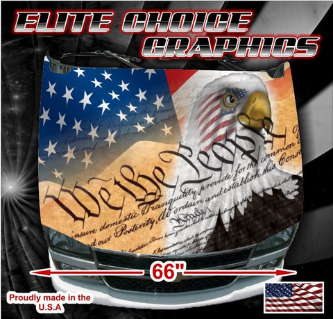 American Flag Constitution Eagle Vinyl Hood Wrap Bonnet Decal Sticker Graphic Universal Fit