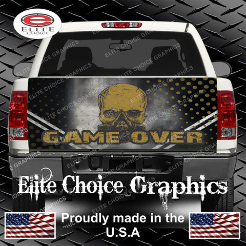 Game Over Skull Apocolypse Truck Tailgate Wrap Vinyl Graphic Decal Sticker Wrap