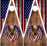 American Flag Eagle Wood Cornhole Wrap